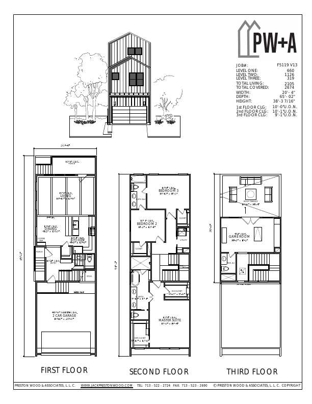 Castor Villas floor plan — all three levels